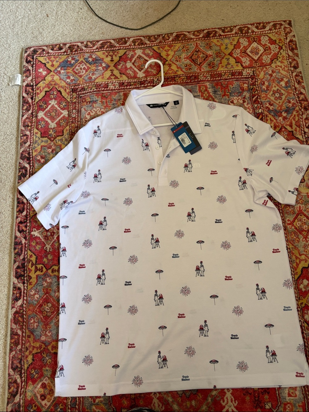 Travis Mathew White Polo fourth of July summer barbecue master